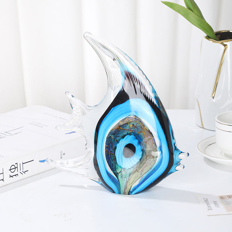 Decorative Glass Moon Fish Artifact