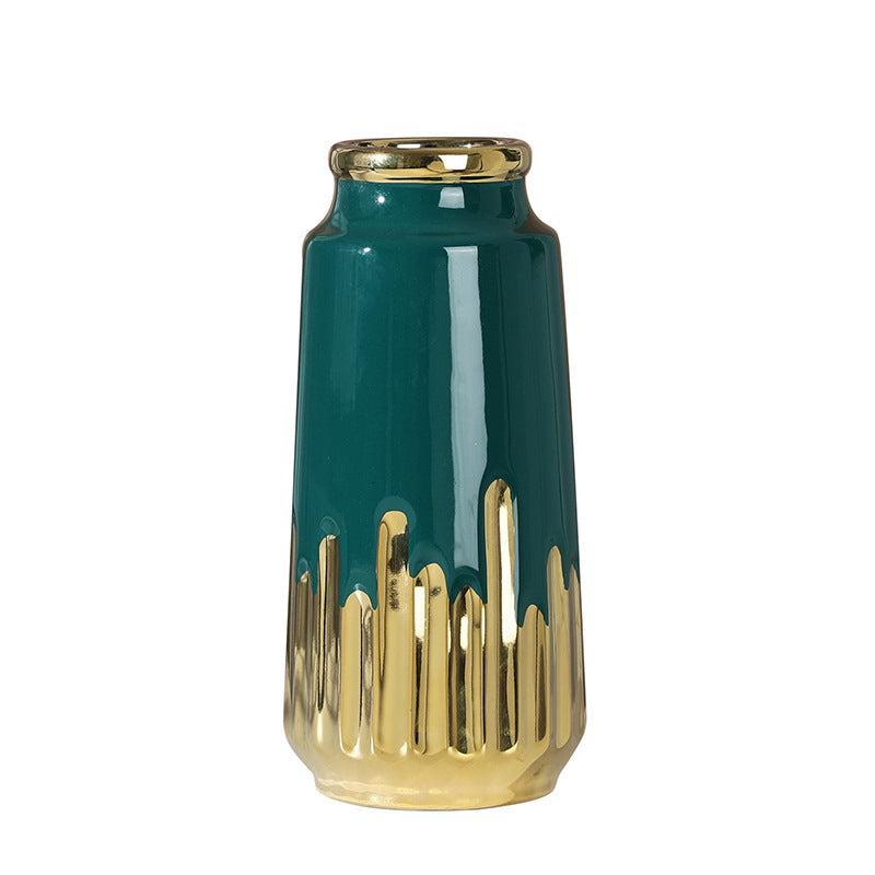 Sleek Ceramic Vase with Gold Accent