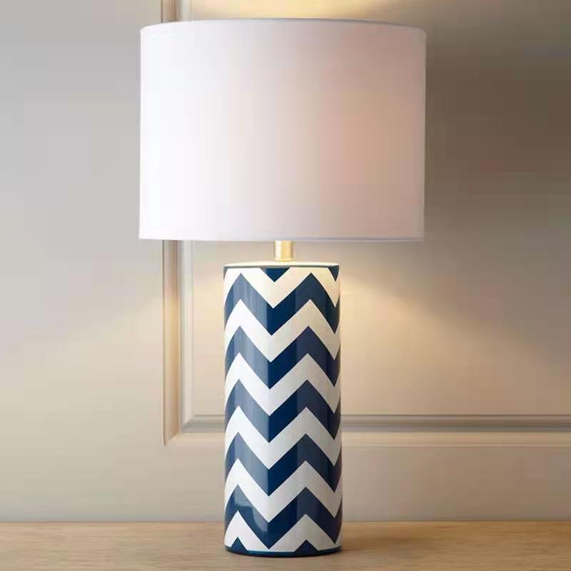 Sleek Chevron Design Ceramic Table Lamp